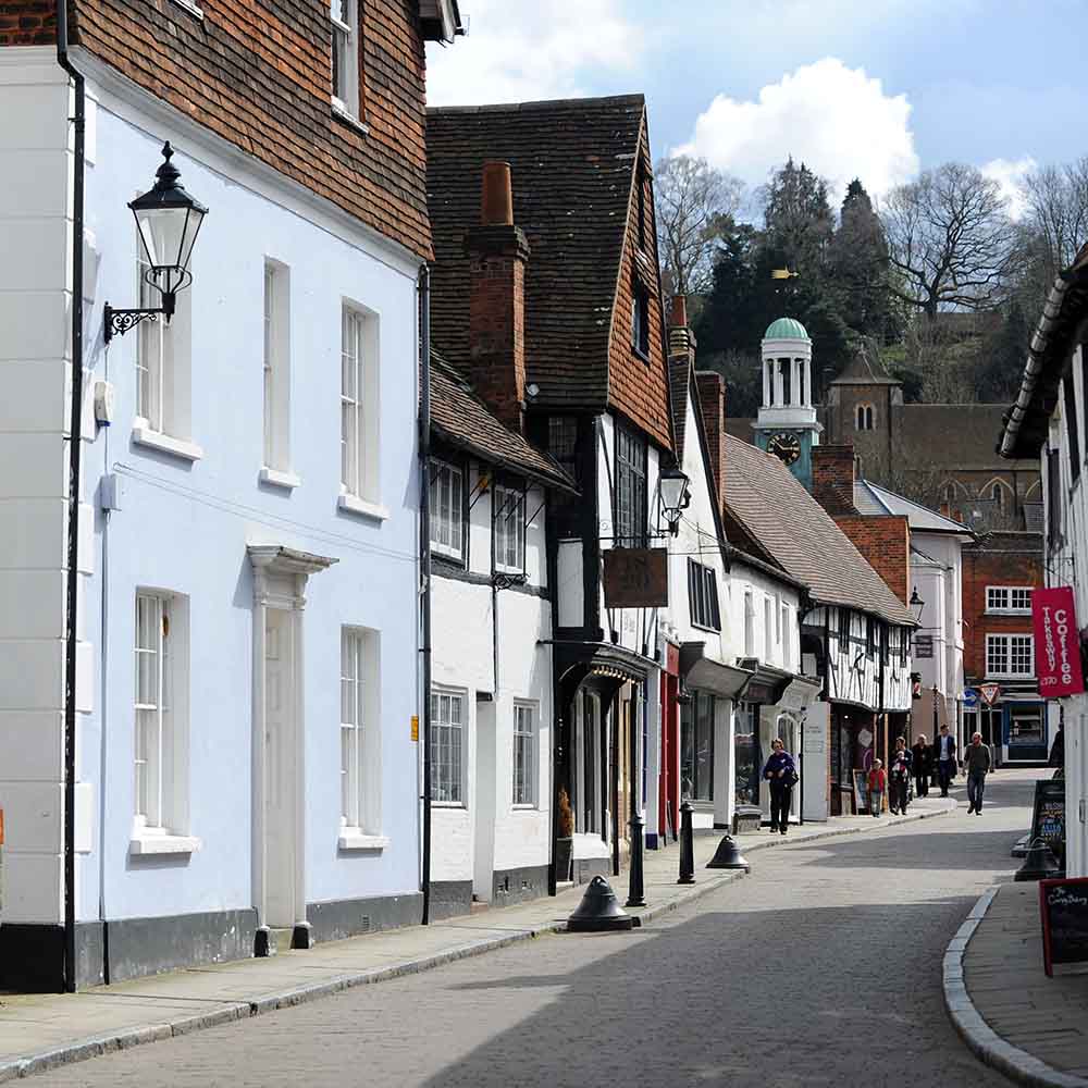 A colour image of the historic town of Godalming, Surrey - Plumber Godalming Elements